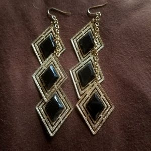 Black and gold dangle earrings